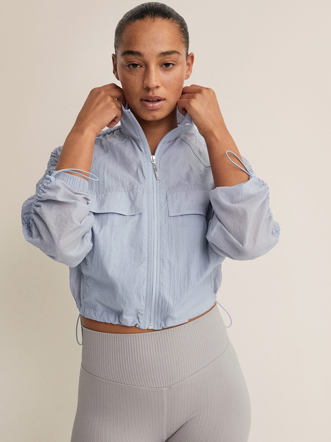 

MANGO Women Blue Windbreaker Jacket