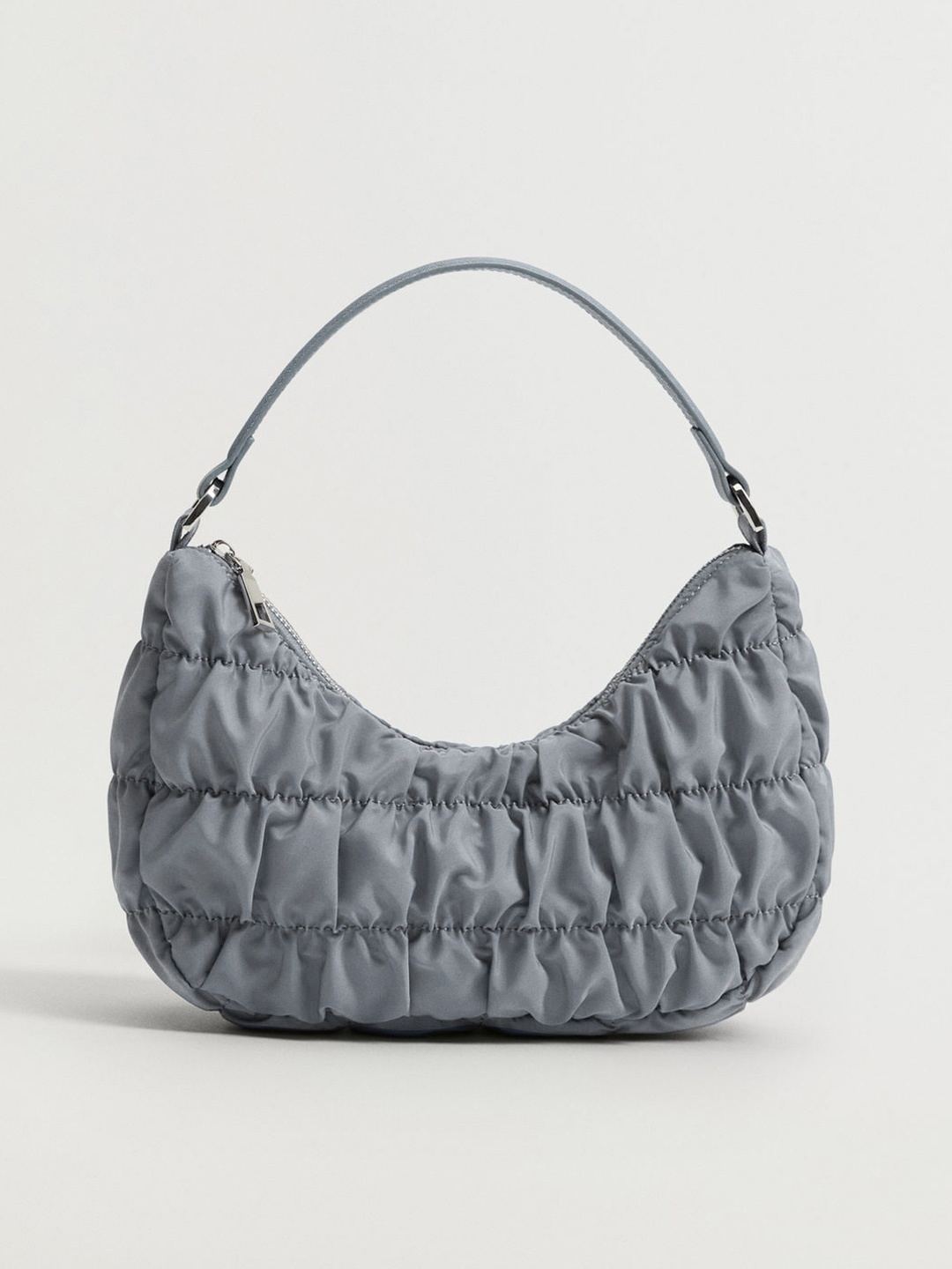 

MANGO Blue Ruched Sustainable Handheld Bag