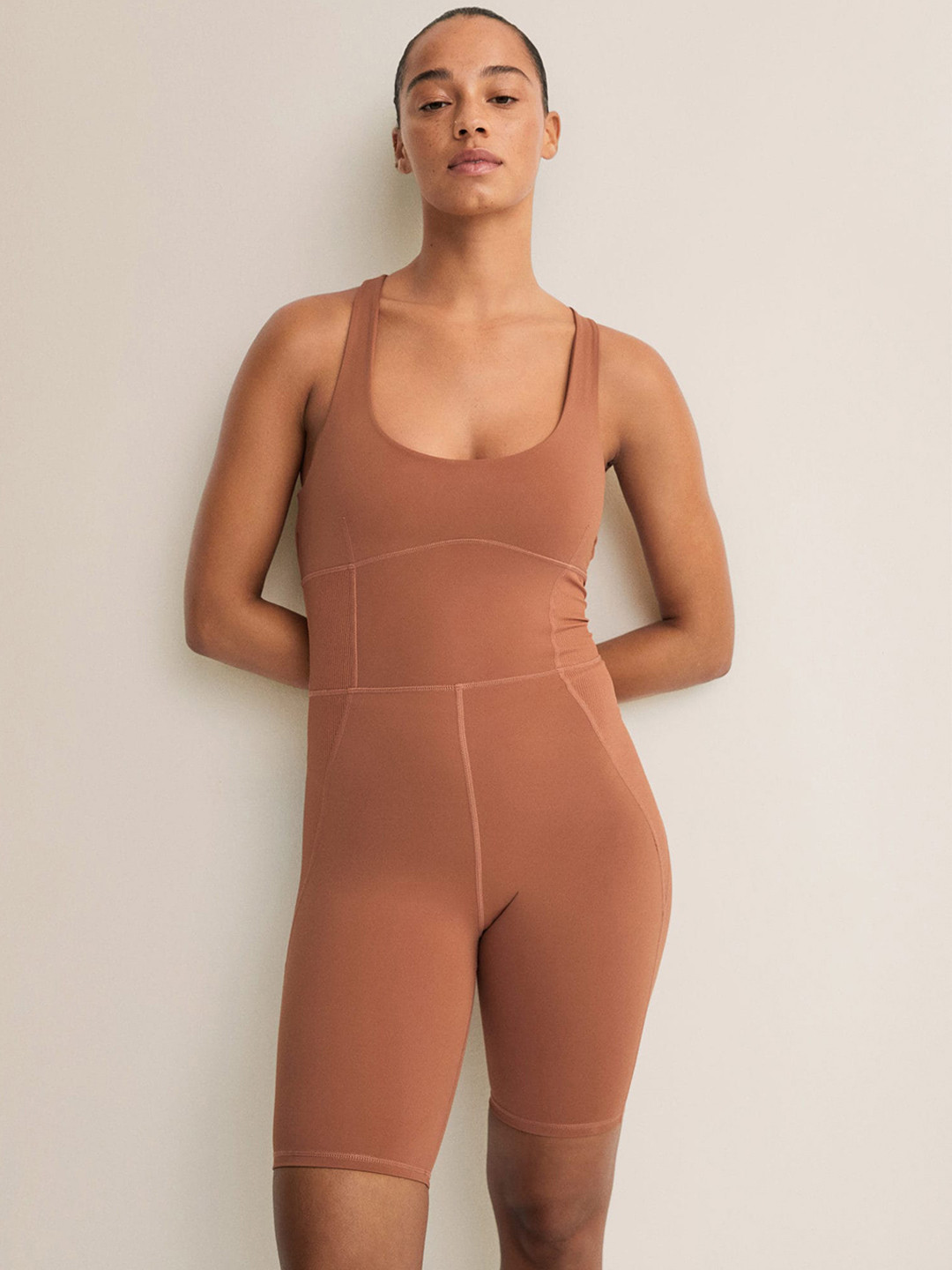 

MANGO Women Brown Solid Bodysuit