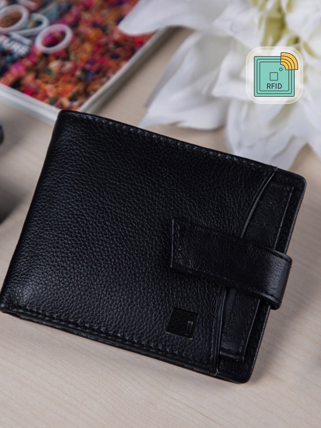 

Impulse Men Black Textured Leather RFID Two Fold Wallet