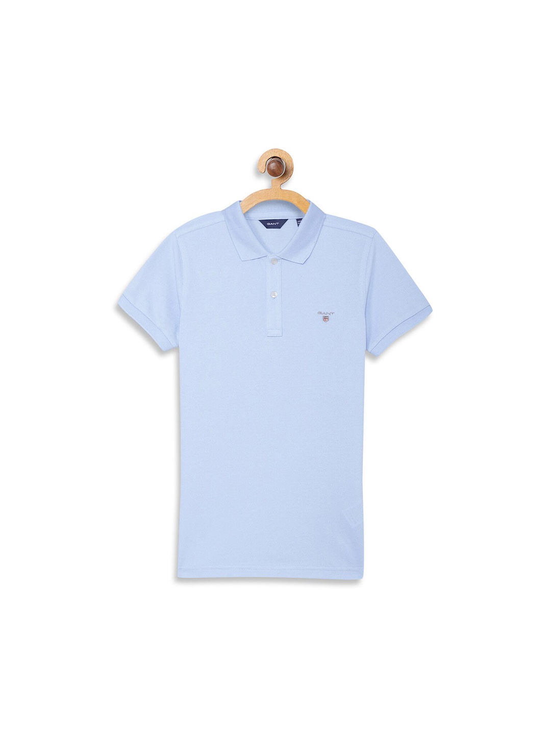 

GANT Boys Blue Solid Polo Collar Pure Cotton T-shirt