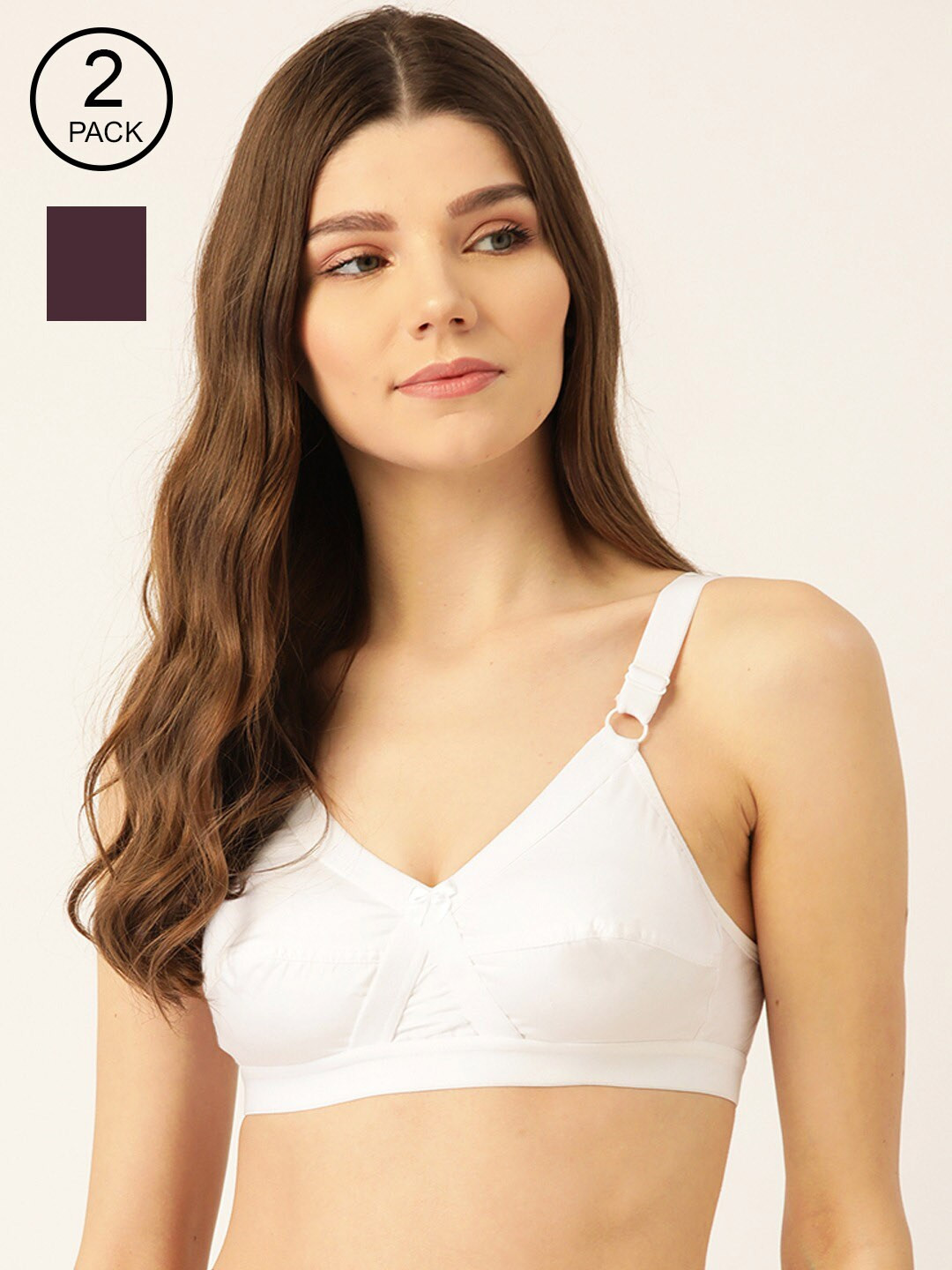 

Lady Lyka Pack of 2 Purple & White Solid Non-Wired Non Padded Everyday Bra XFIT-NU-WHN-WHT