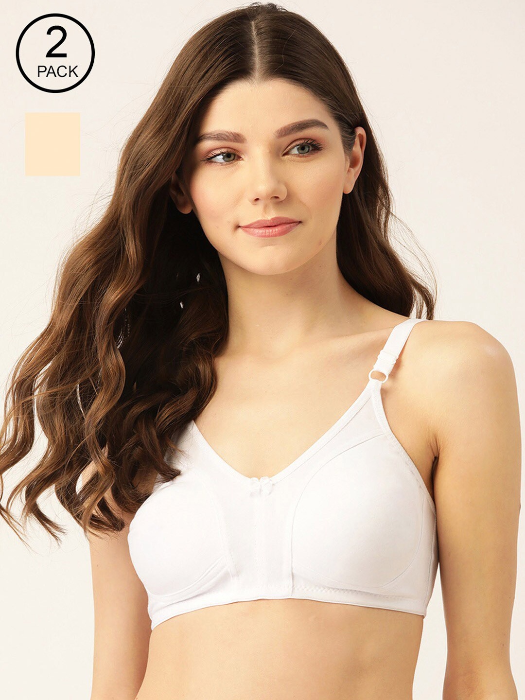 

Lady Lyka Pack of 2 Beige & White Solid Non-Wired Non Padded T-shirt Bra LIBERTY-04