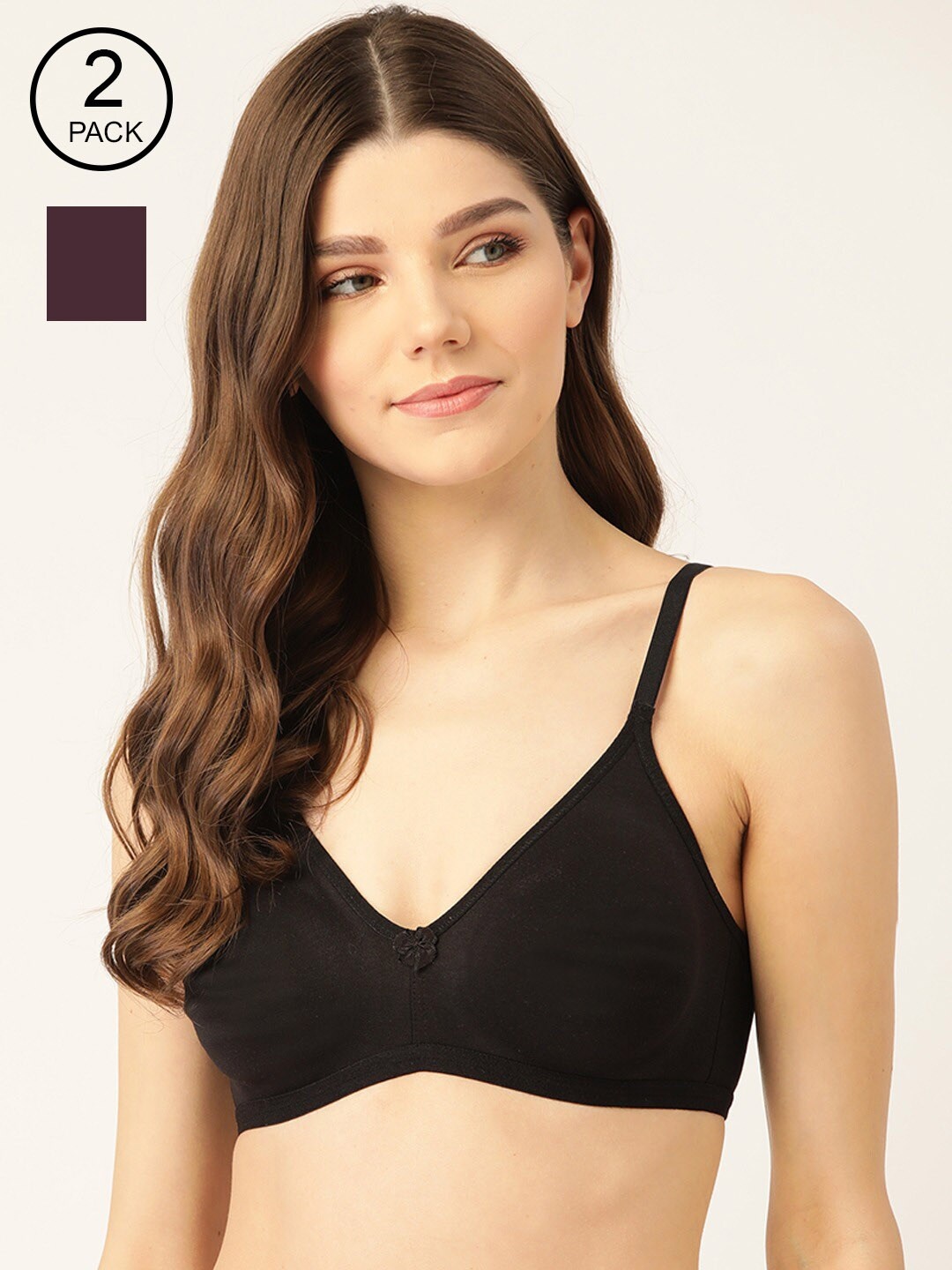 

Lady Lyka Pack of 2 Burgundy & Black Non-Wired Non Padded T-shirt Bra LIBERTY-01-WHN-BLK