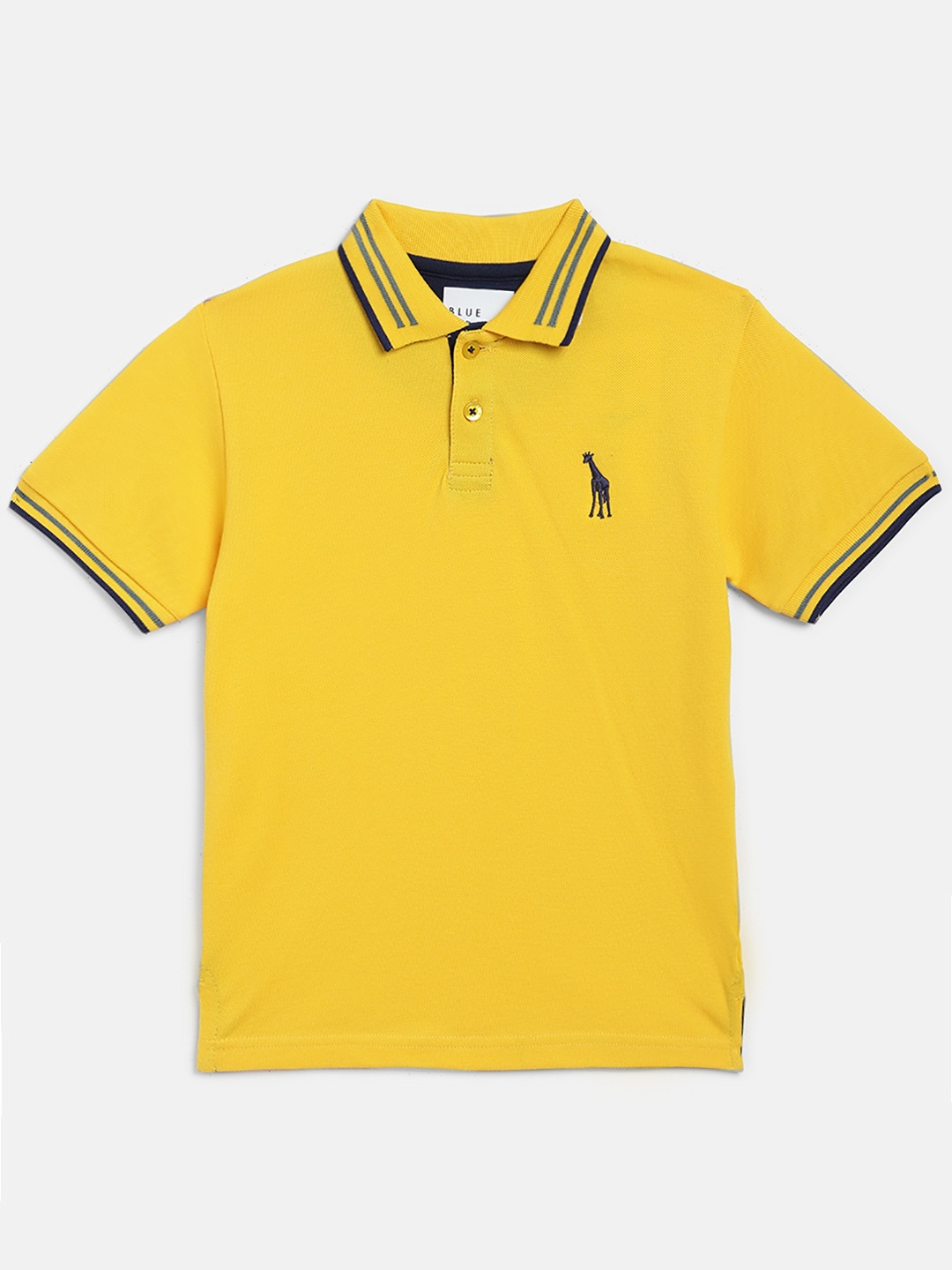 

Blue Giraffe Boys Yellow Solid Cotton Polo Collar T-shirt