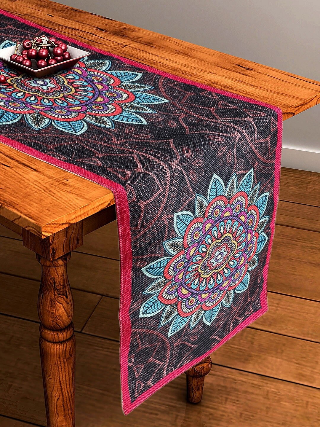 

BELLA TRUE Black & Blue Ethnic Motif Digital Printed Table Runner