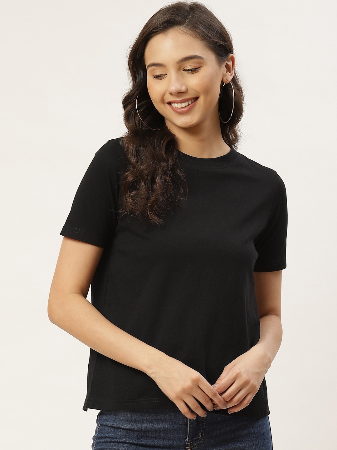

Besiva Black Solid Styled Back Top