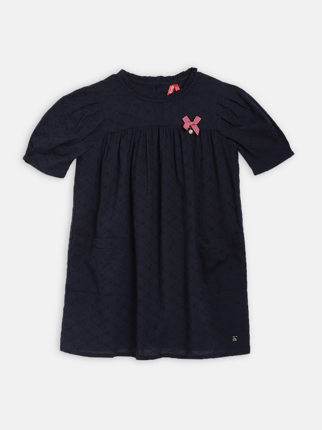 

Blue Giraffe Girls Blue Self Design A-Line Dress