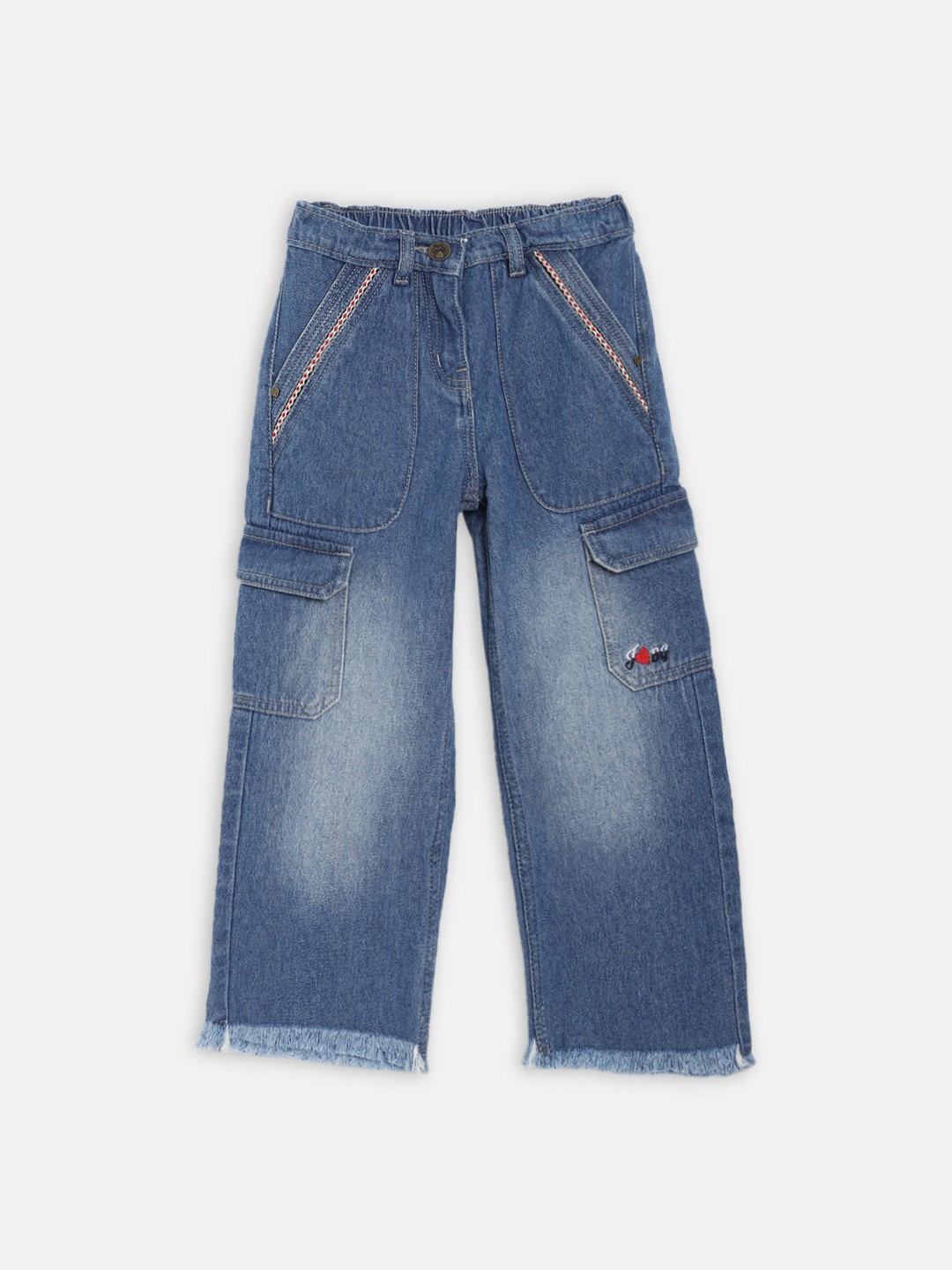 

Blue Giraffe Girls Blue Regular Fit Mid-Rise Low Distress Jeans