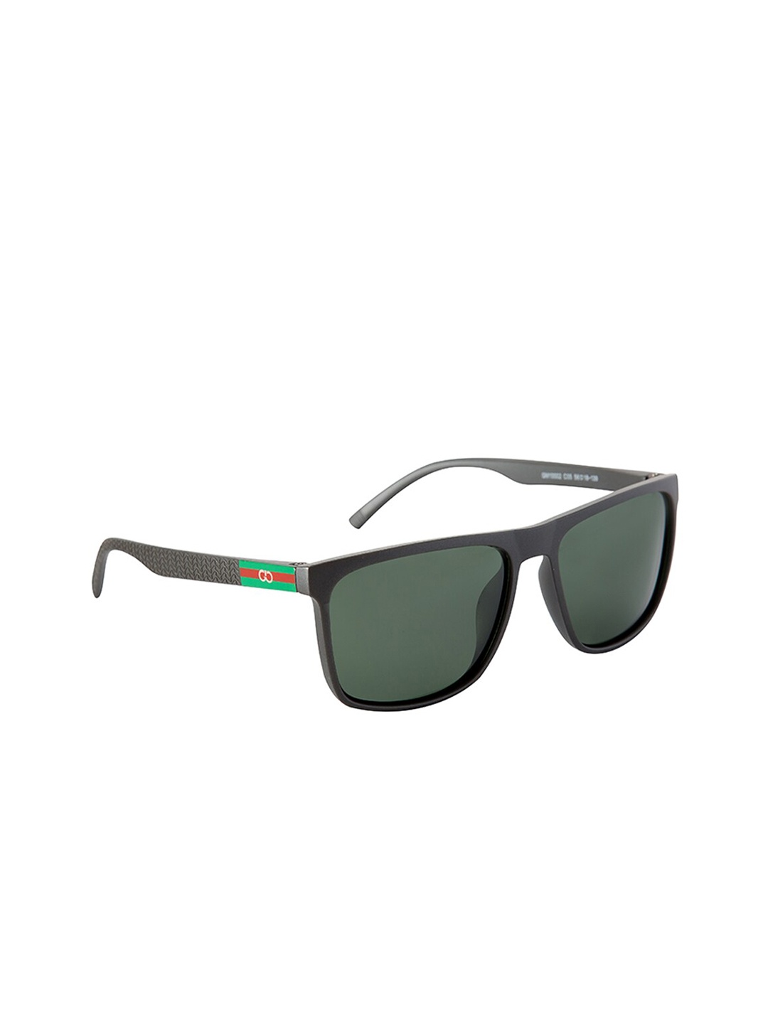 

GIO COLLECTION Men Green Lens & Black Wayfarer Sunglasses with UV Protected Lens