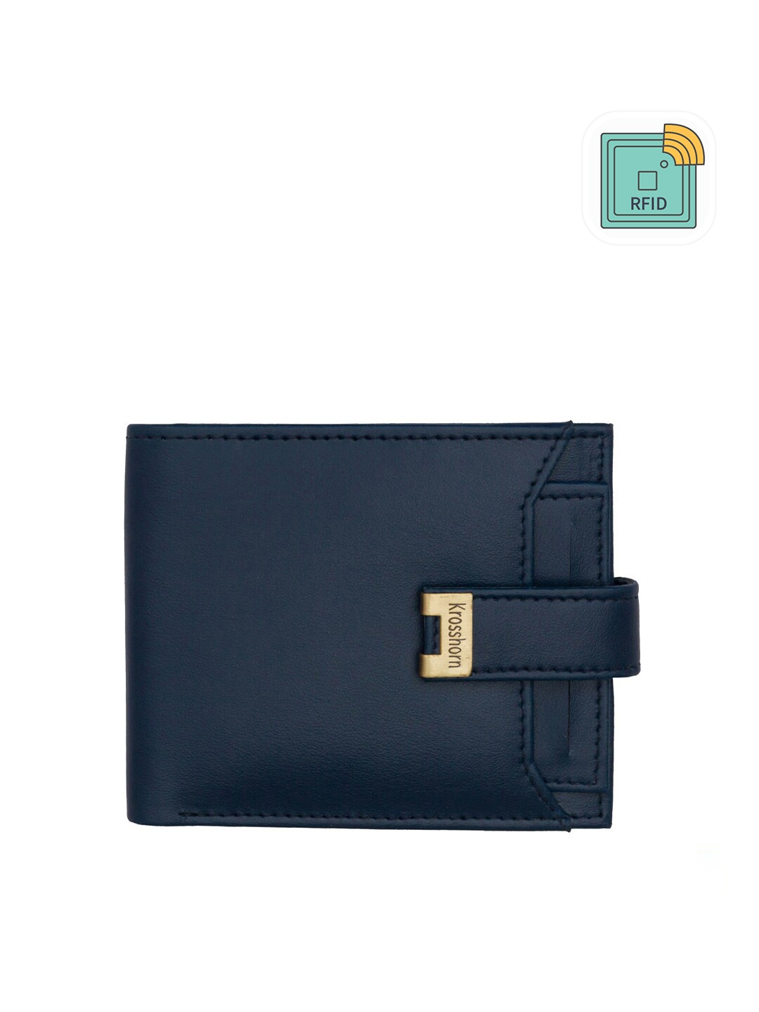 

Krosshorn Men Navy Blue Solid Two Fold Wallet