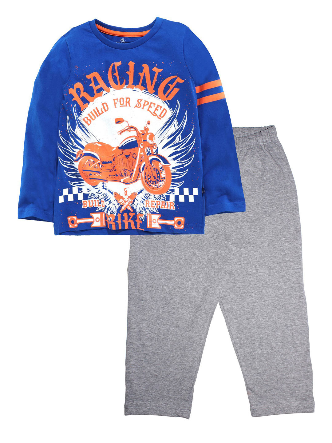 

KiddoPanti Boys Blue & Grey Printed Night suit