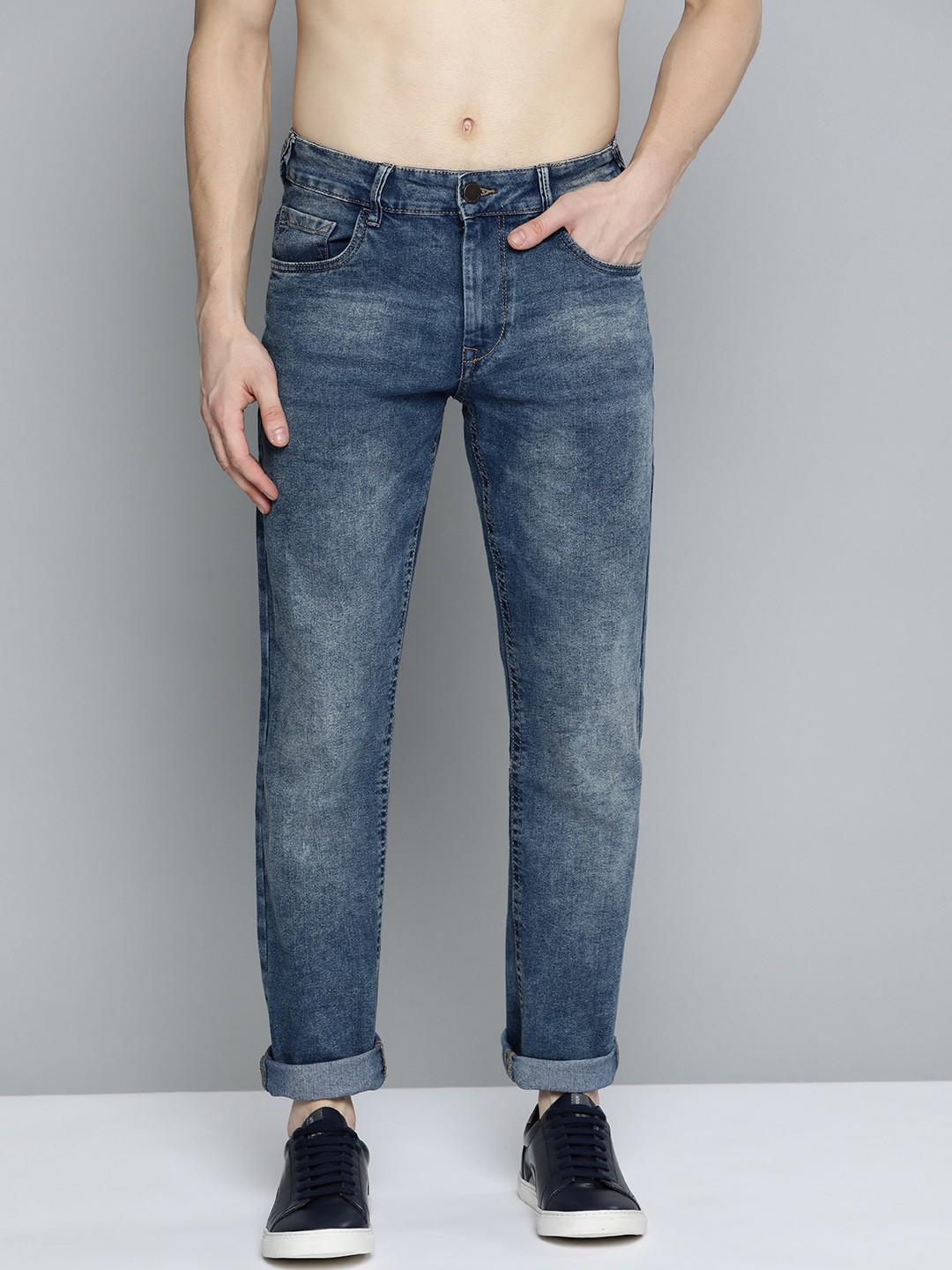 

HERE&NOW Men Blue Slim Fit Light Fade Jeans