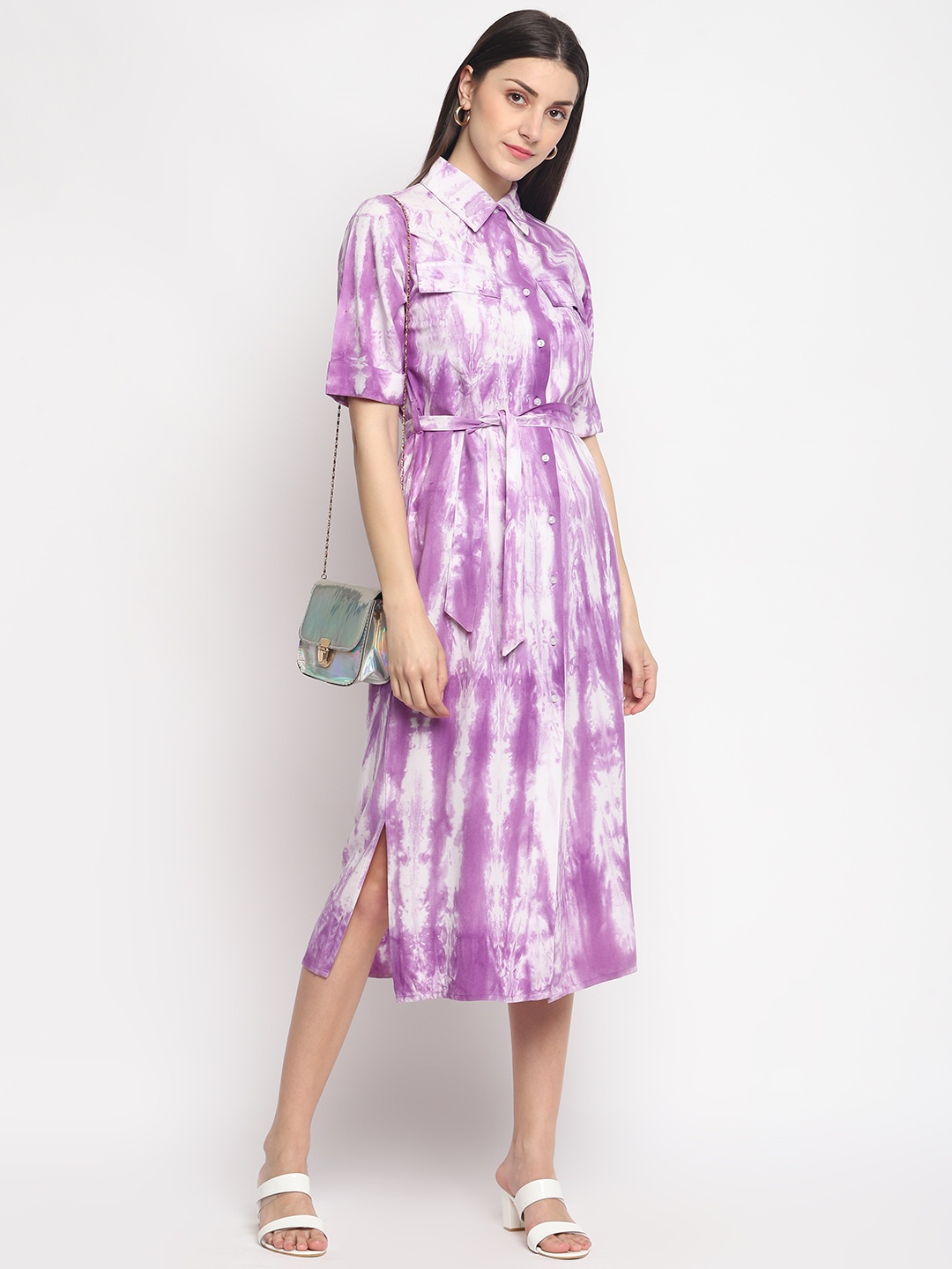 

OTORVA Women Rayon Purple Dyed Shirt Dress