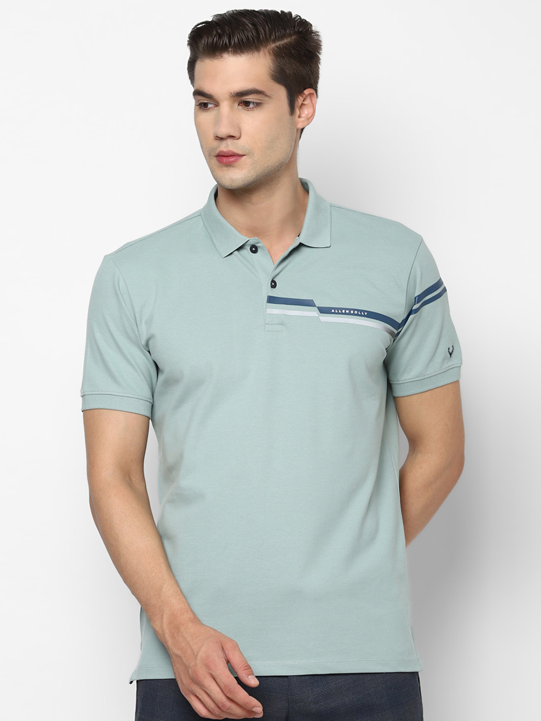 

Allen Solly Men Green Printed Round Neck Cotton T-shirt