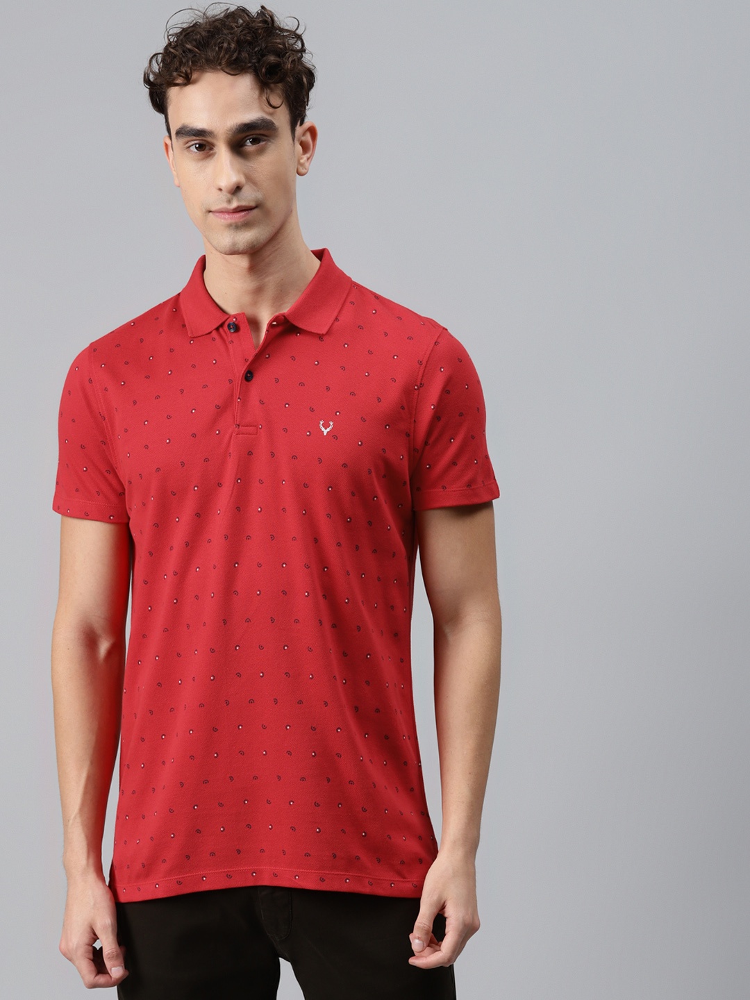 

Allen Solly Men Red & Black Printed Polo Collar T-shirt