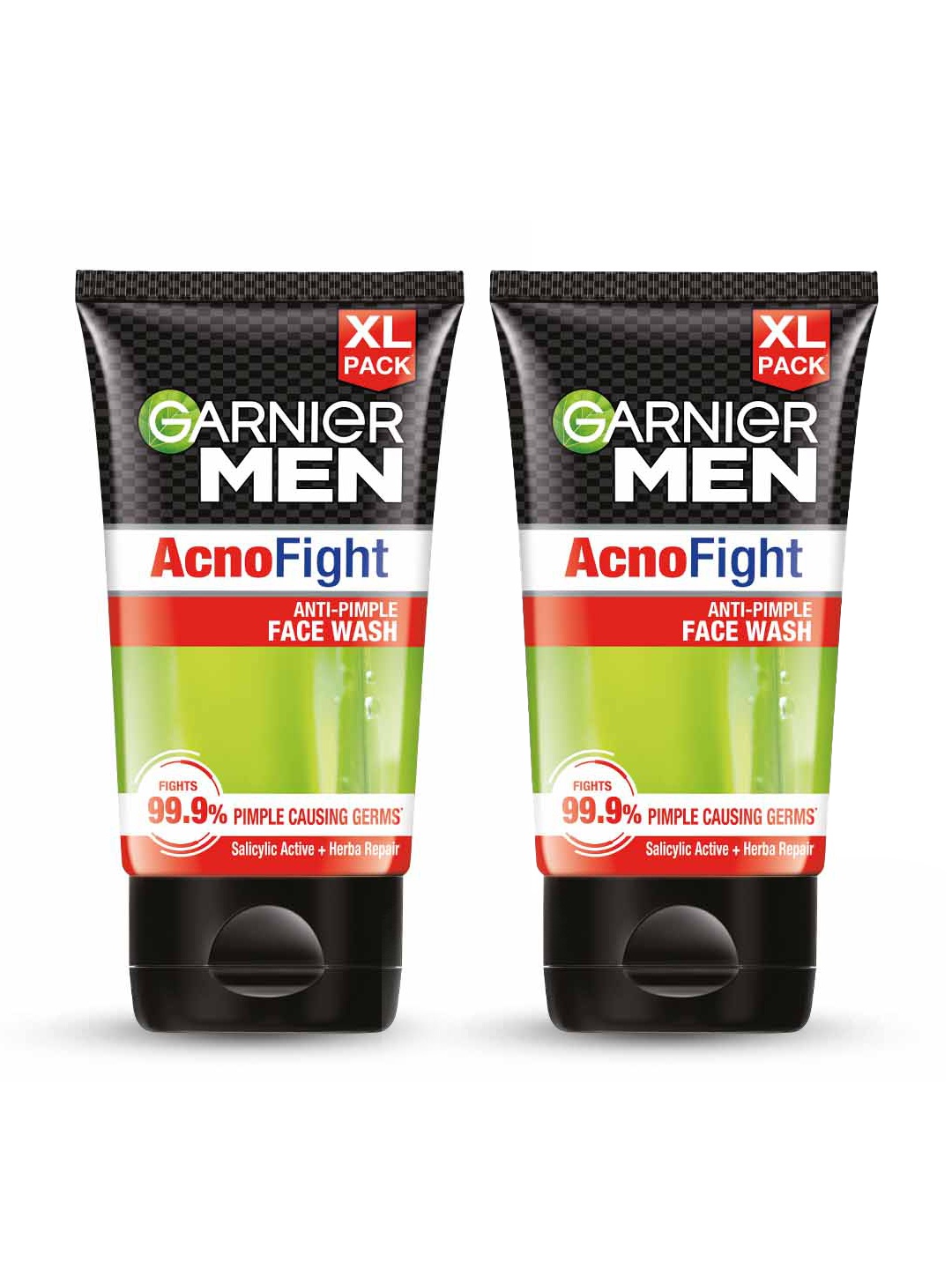 

Garnier Men Set of 2 Acno Fight Anti Pimple Face Wash with Salicylic Acid - 150 g Each, Black