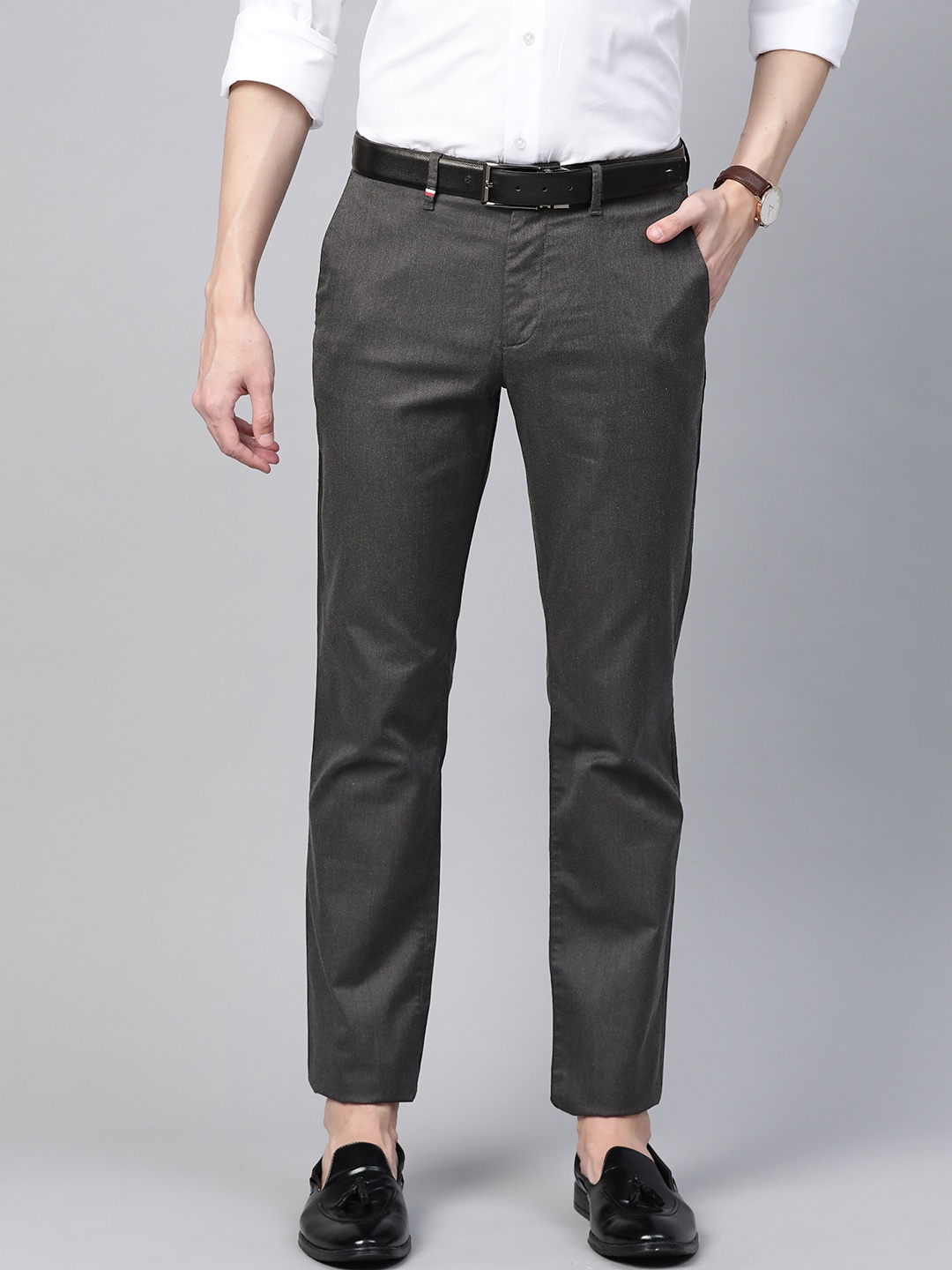 

Tommy Hilfiger Men Charcoal Grey Formal Trousers