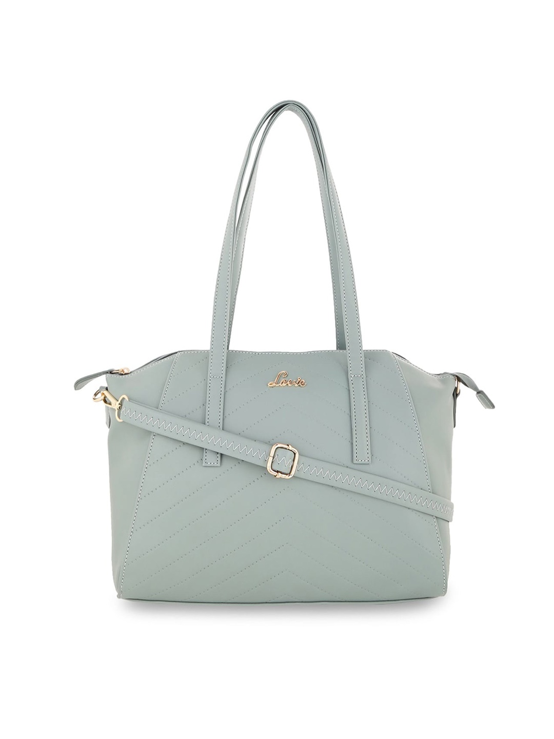 

Lavie Women Gnome Blue Solid Structured Medium Satchel Bag with Quilted Detail