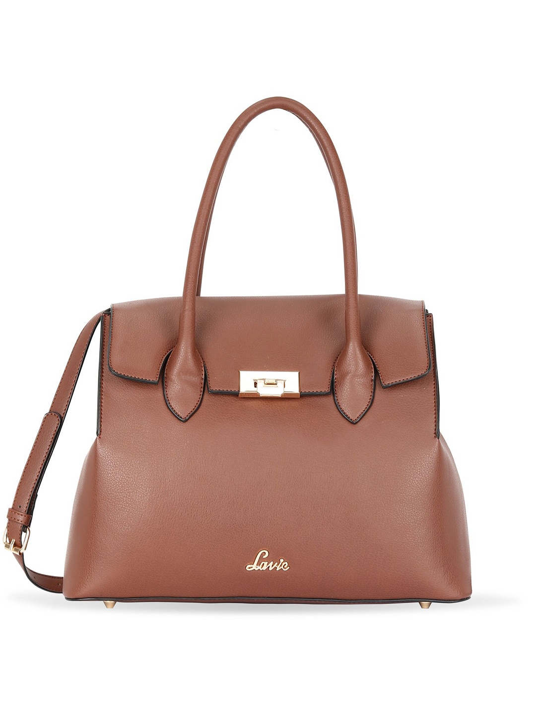 

Lavie Coffee Brown Solid Satchel Bag with Detachable Sling Strap