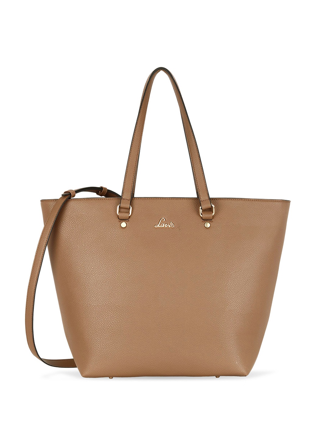 

Lavie Coffee Brown Solid Structured Shoulder Bag with Non-Detachable Sling Strap