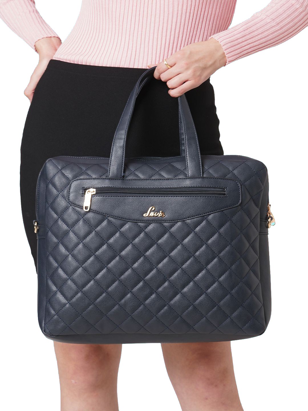 

Lavie Afwaa Women Navy Blue Laptop Handbag
