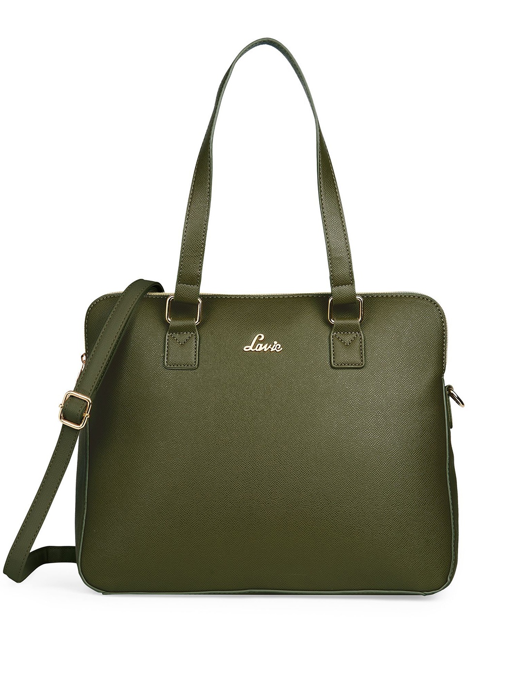 

Lavie Women Olive Green Textured 16 Inch Laptop Bag