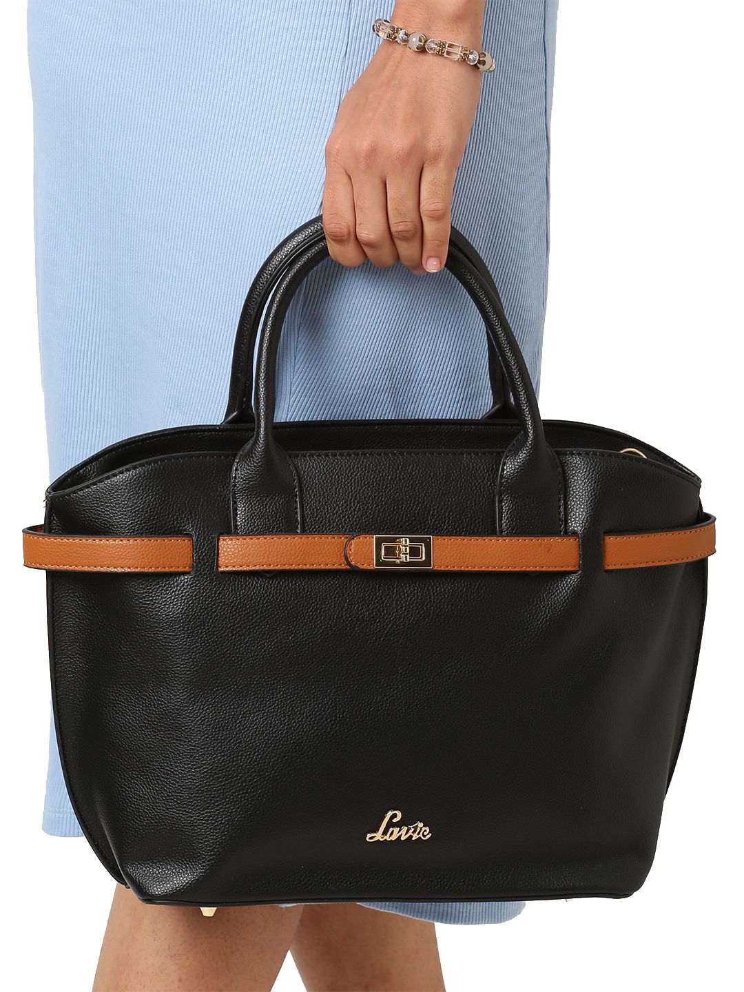 

Lavie Fallon Black Solid Structured Handheld Bag