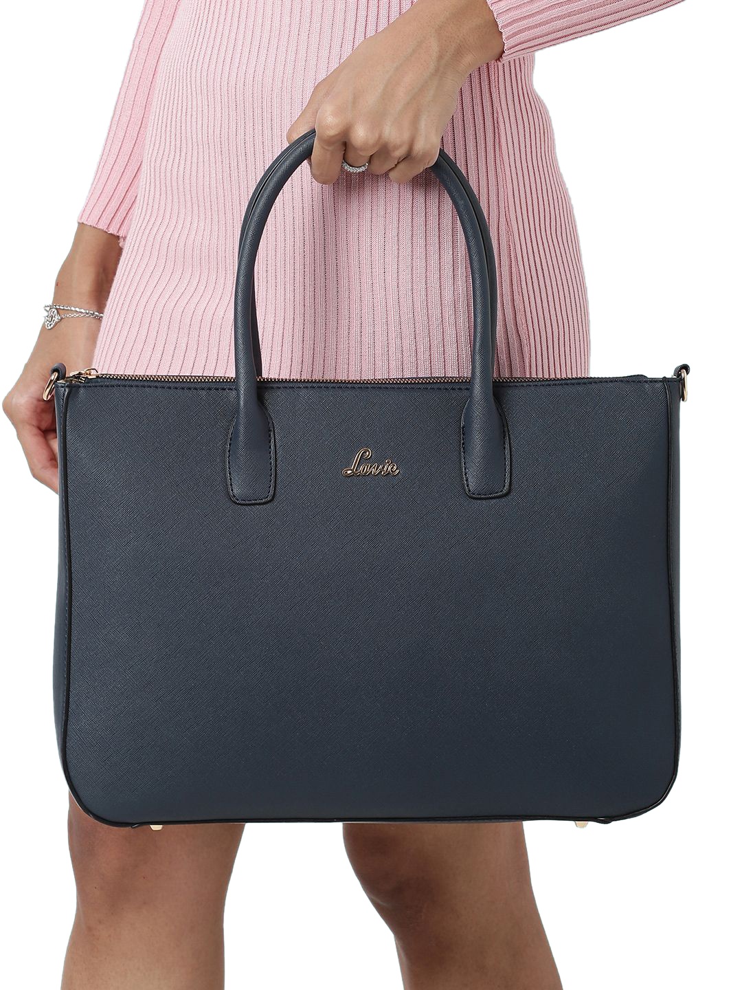 

Lavie Raily Navy Blue Solid Handheld Bag