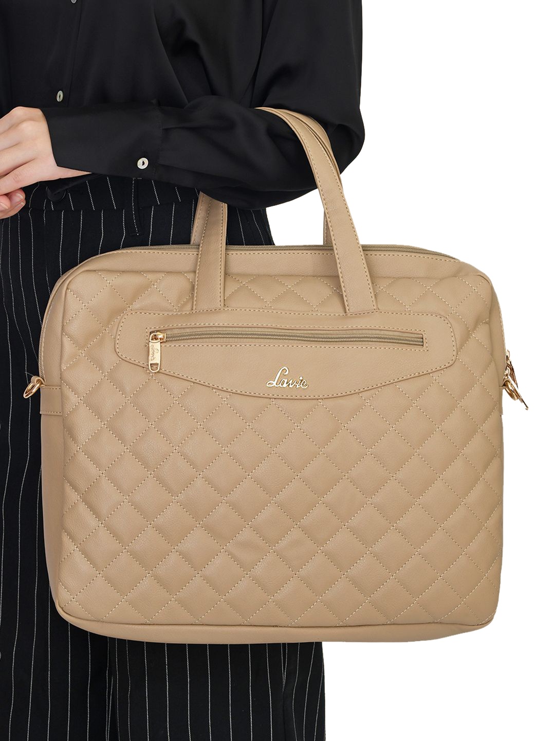 

Lavie Afwaa Women Beige Laptop Handbag