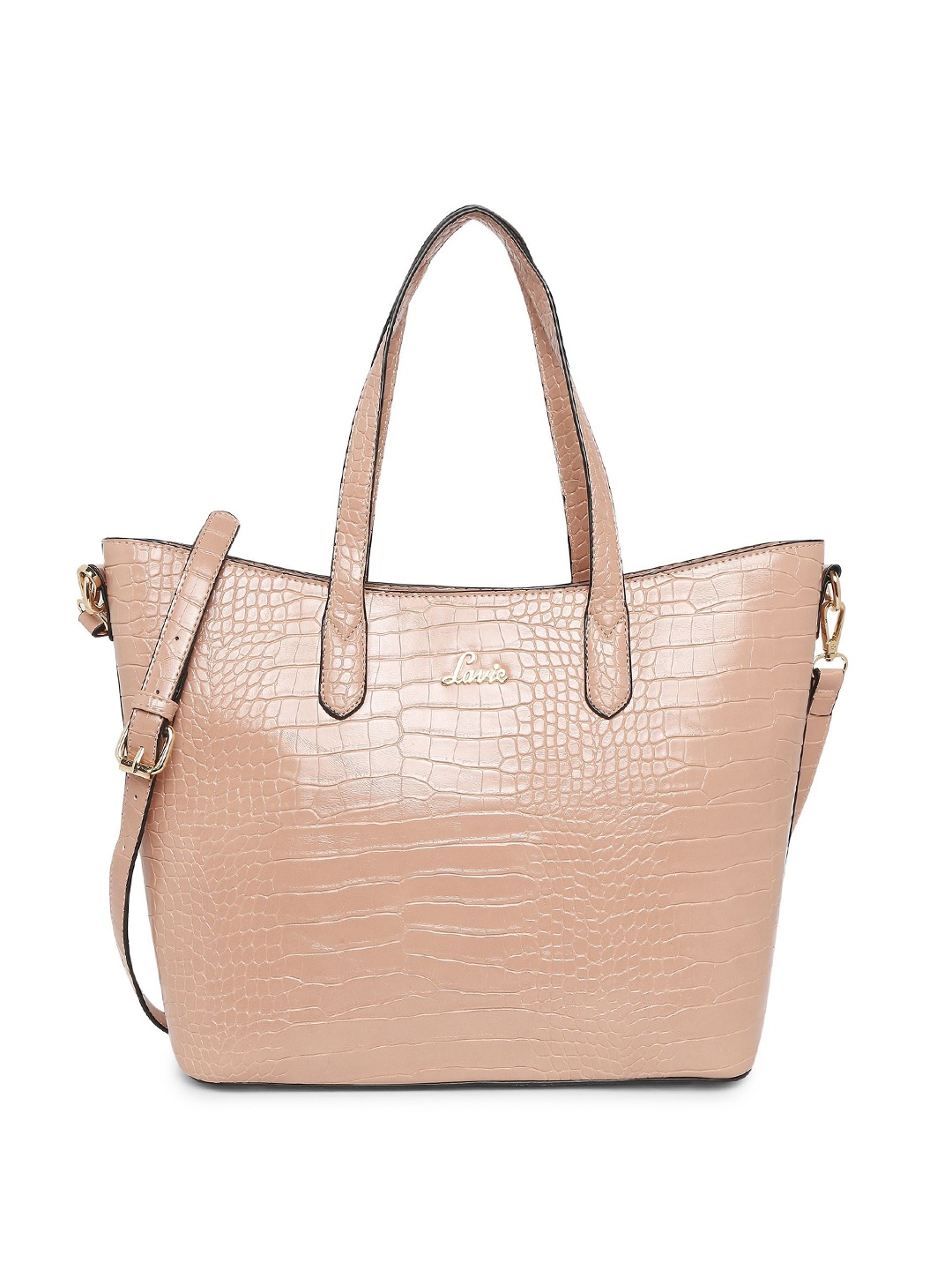 

Lavie Peach-Coloured Croc Textured Shoulder Bag