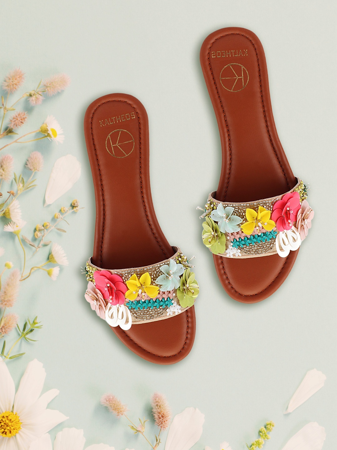 

KALTHEOS Women Multicoloured Embellished Sandals, Multi