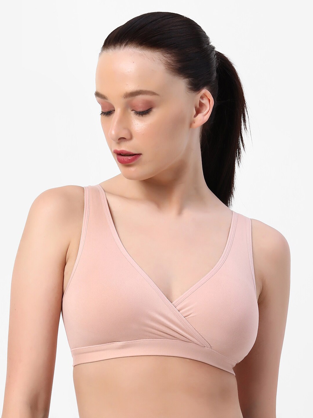 

Soie Women Non Padded Non Wired Lounge Bra with Removable Cups, Peach