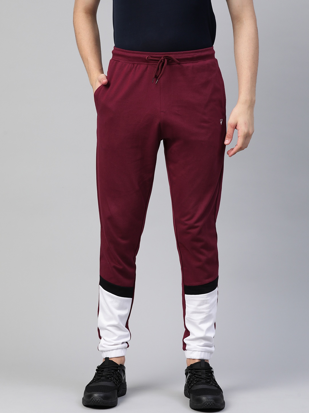 

Allen Solly Sport Men Maroon & White Colourblocked Joggers