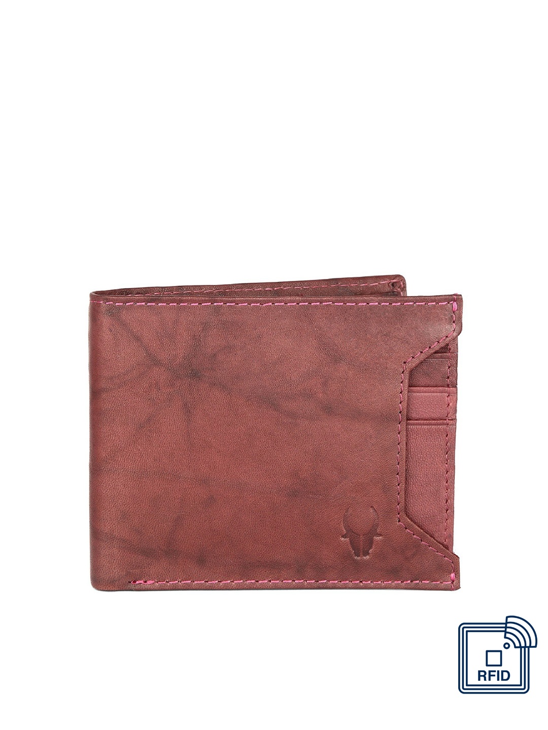 

WildHorn Men Burgundy Textured Two Fold Leather Wallet