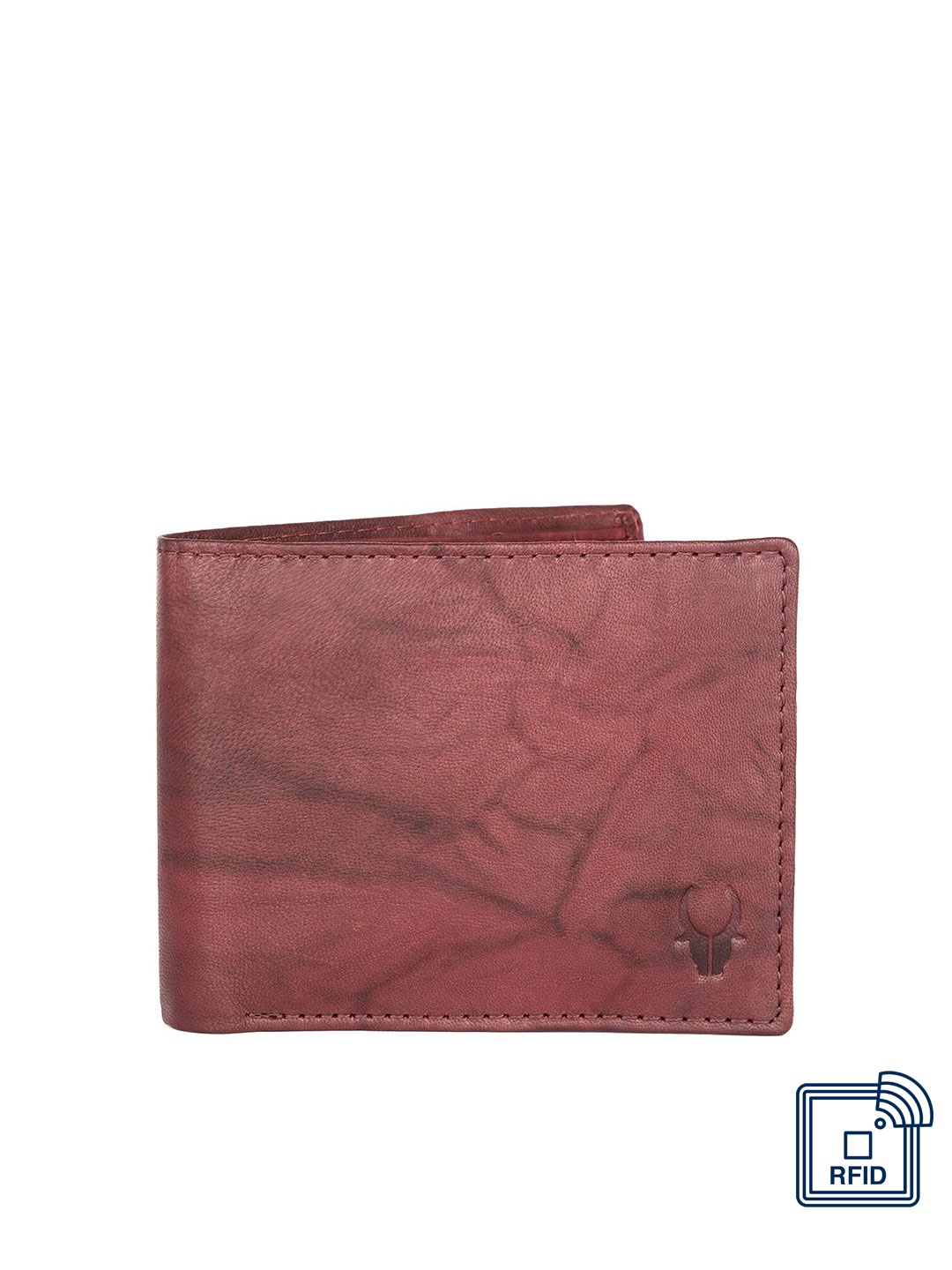 

WildHorn Men Burgundy Textured Two Fold Wallet