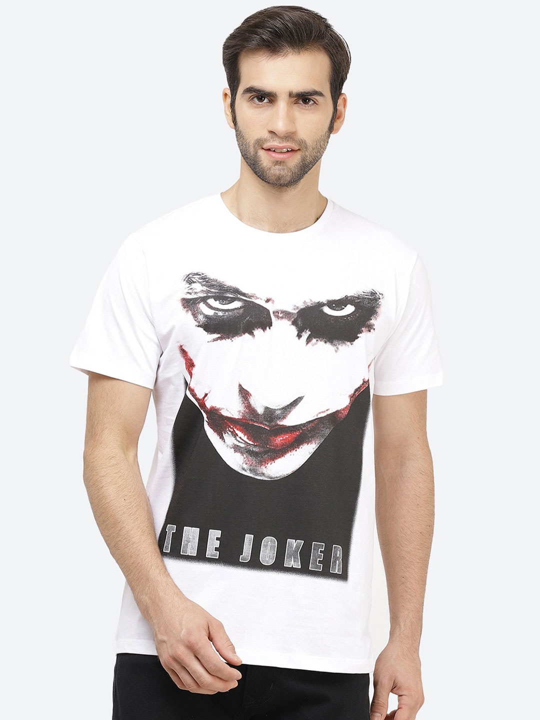 

Free Authority Men White Printed Joker Round Neck Pure Cotton T-shirt