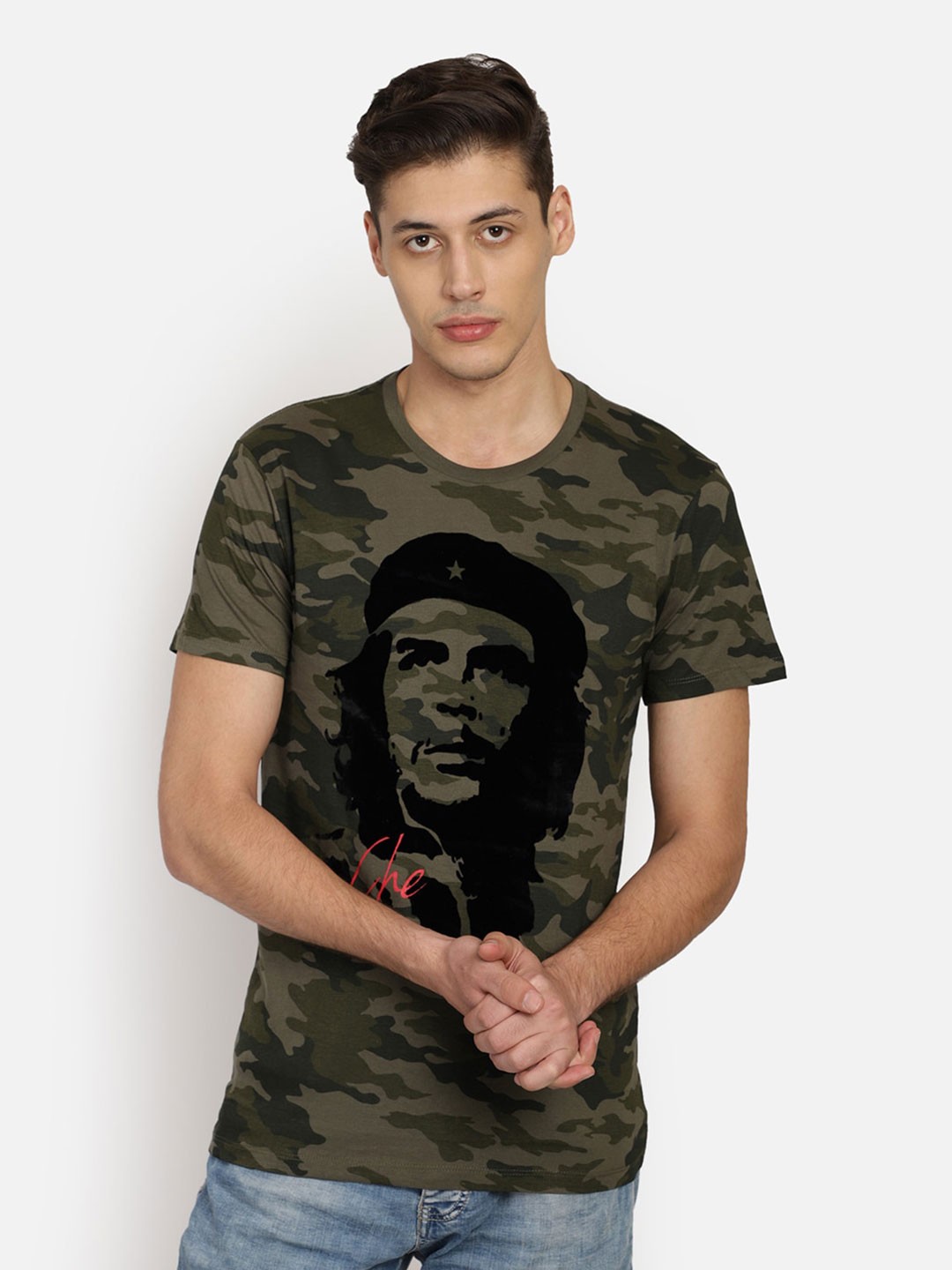 

Free Authority Men Multicoloured Printed Che Guevara Round Neck Pure Cotton T-shirt, Multi