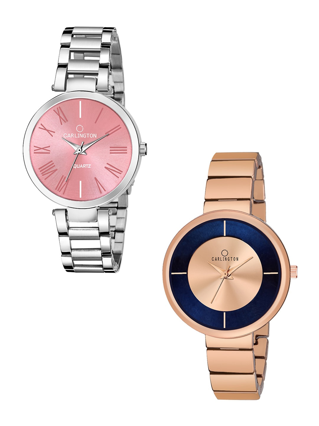 

CARLINGTON Women Set Of 2 Analogue Watches Combo 112 Pink and 114