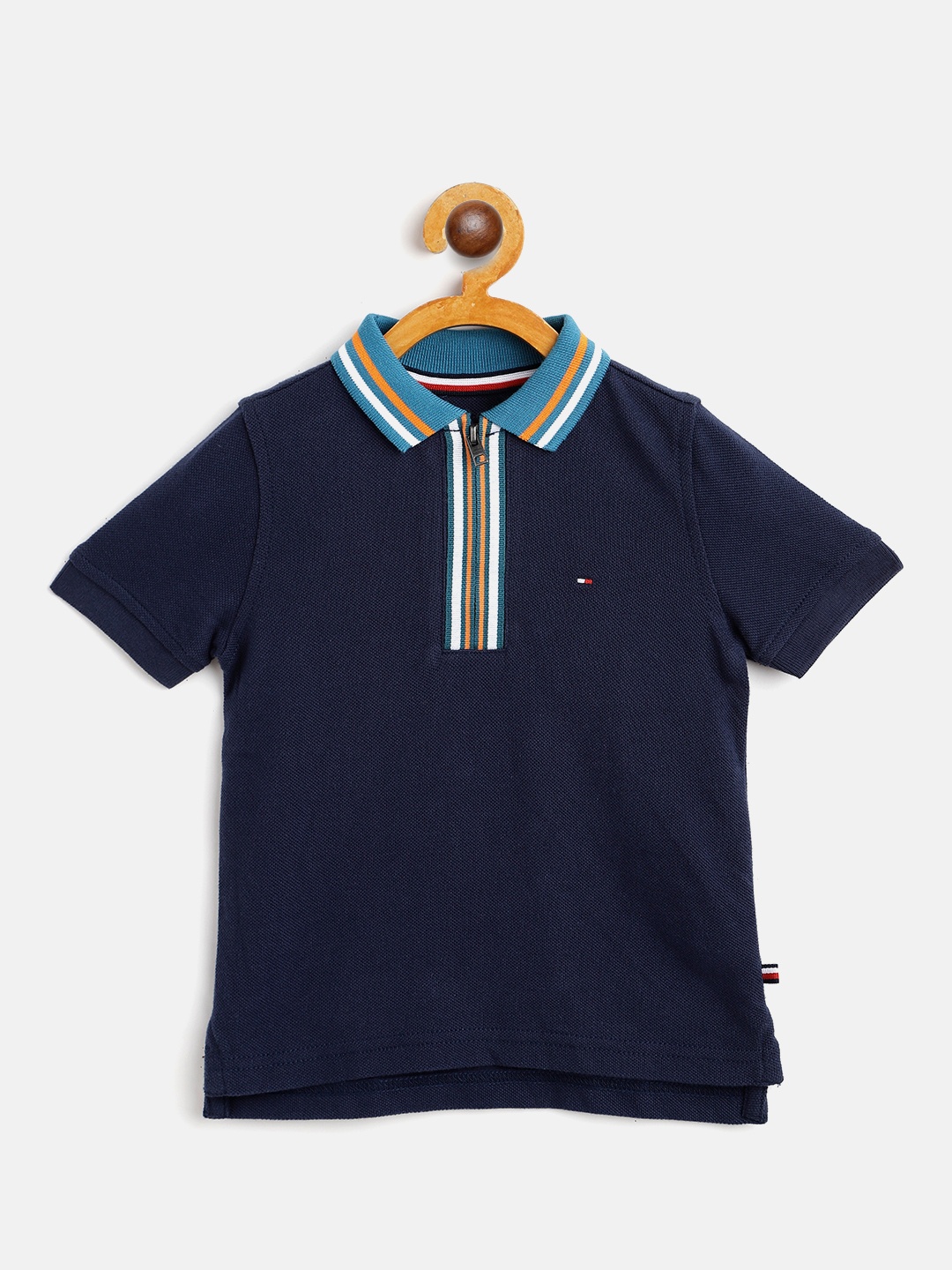 

Tommy Hilfiger Boys Navy Blue Solid Cotton Polo Collar T-shirt