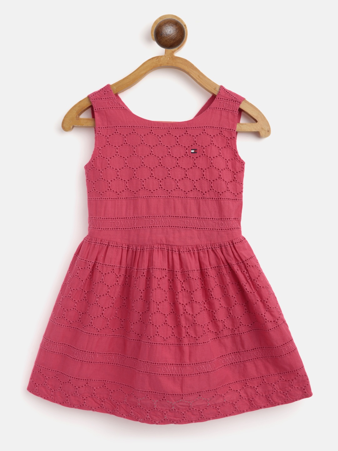 

Tommy Hilfiger Girls Red Schiffli Embroidered Fit & Flare Dress