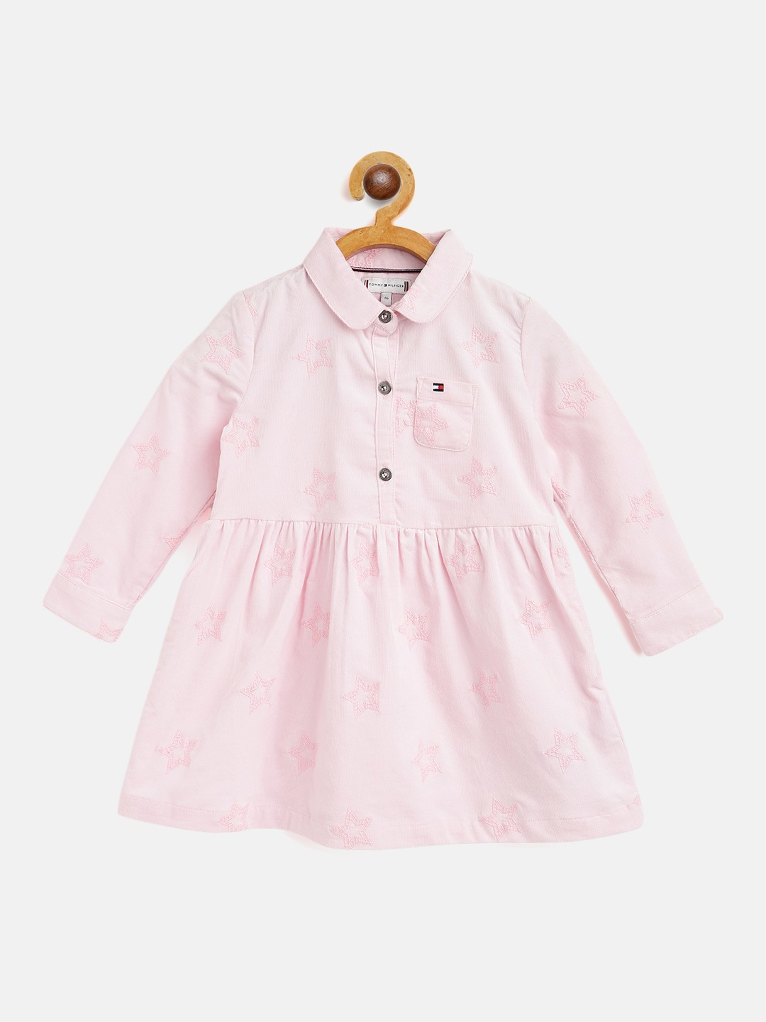 

Tommy Hilfiger Girls Pink Star Embroidered Cotton Shirt Dress
