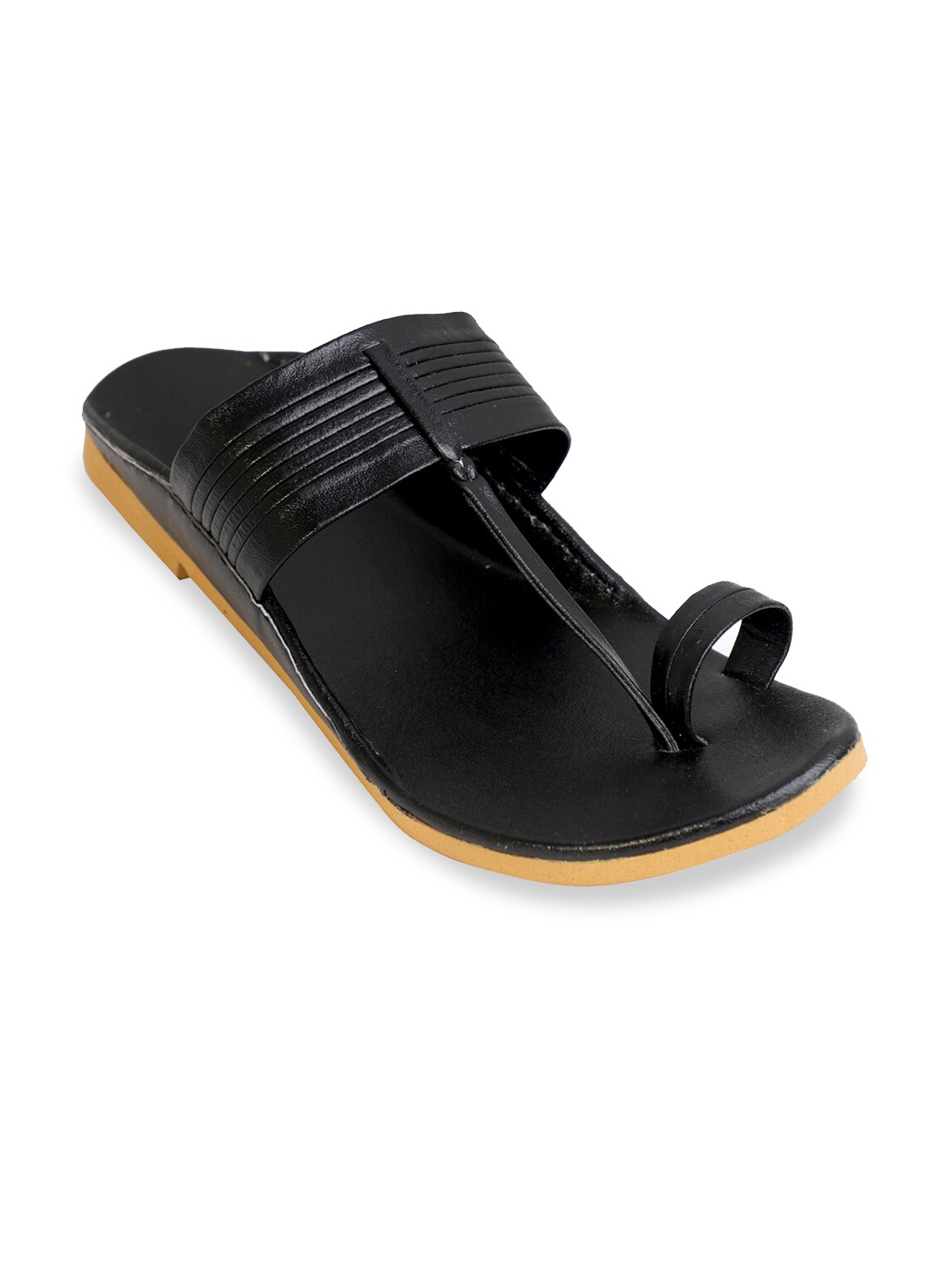 

PANAHI Men Black Leather Sandals