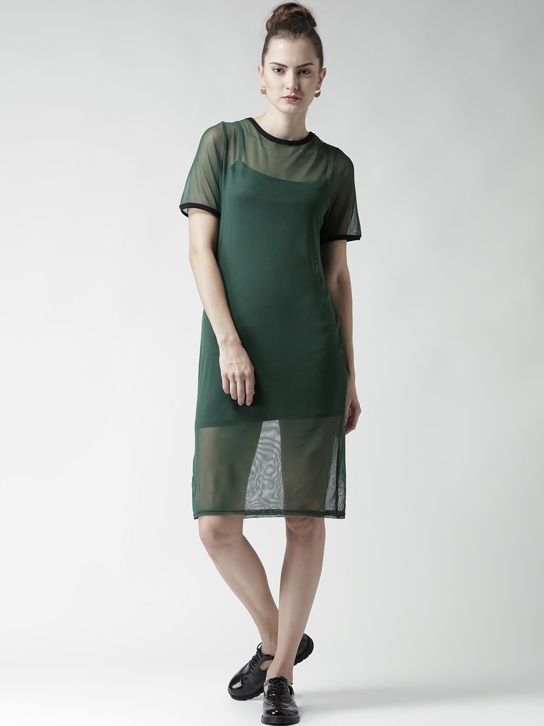 

Boohoo Green Mesh Shift Dress