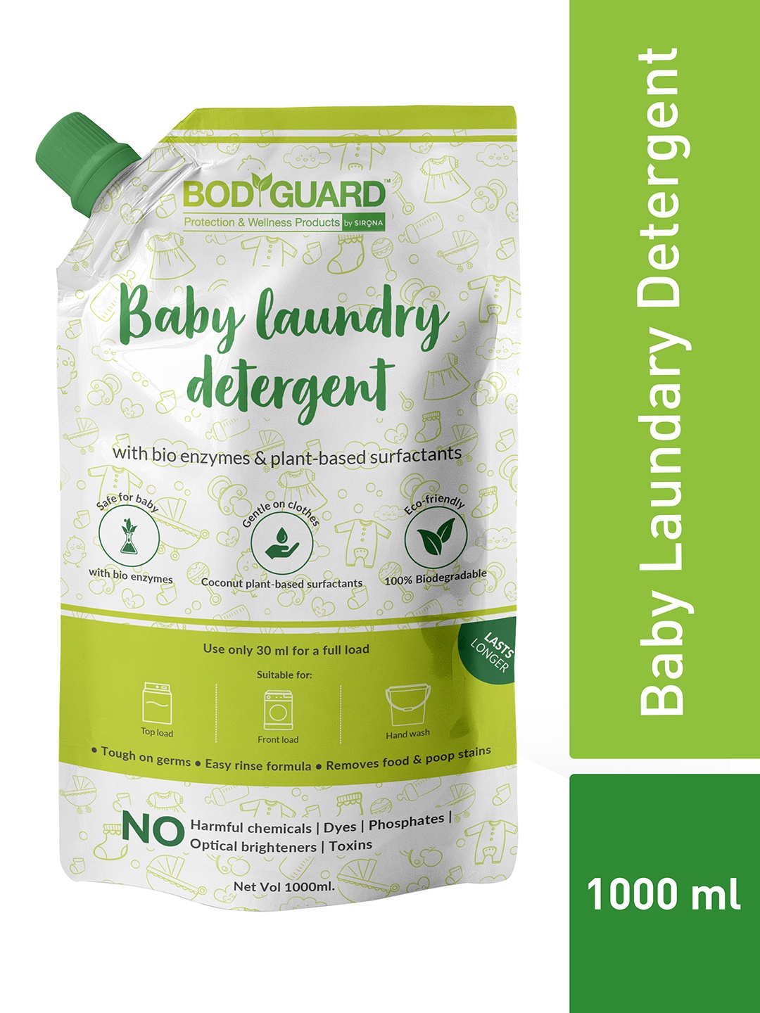 

BOD GUARD Plant Based Baby Laundry Liquid Detergent - 1 Ltr (Pouch), Green