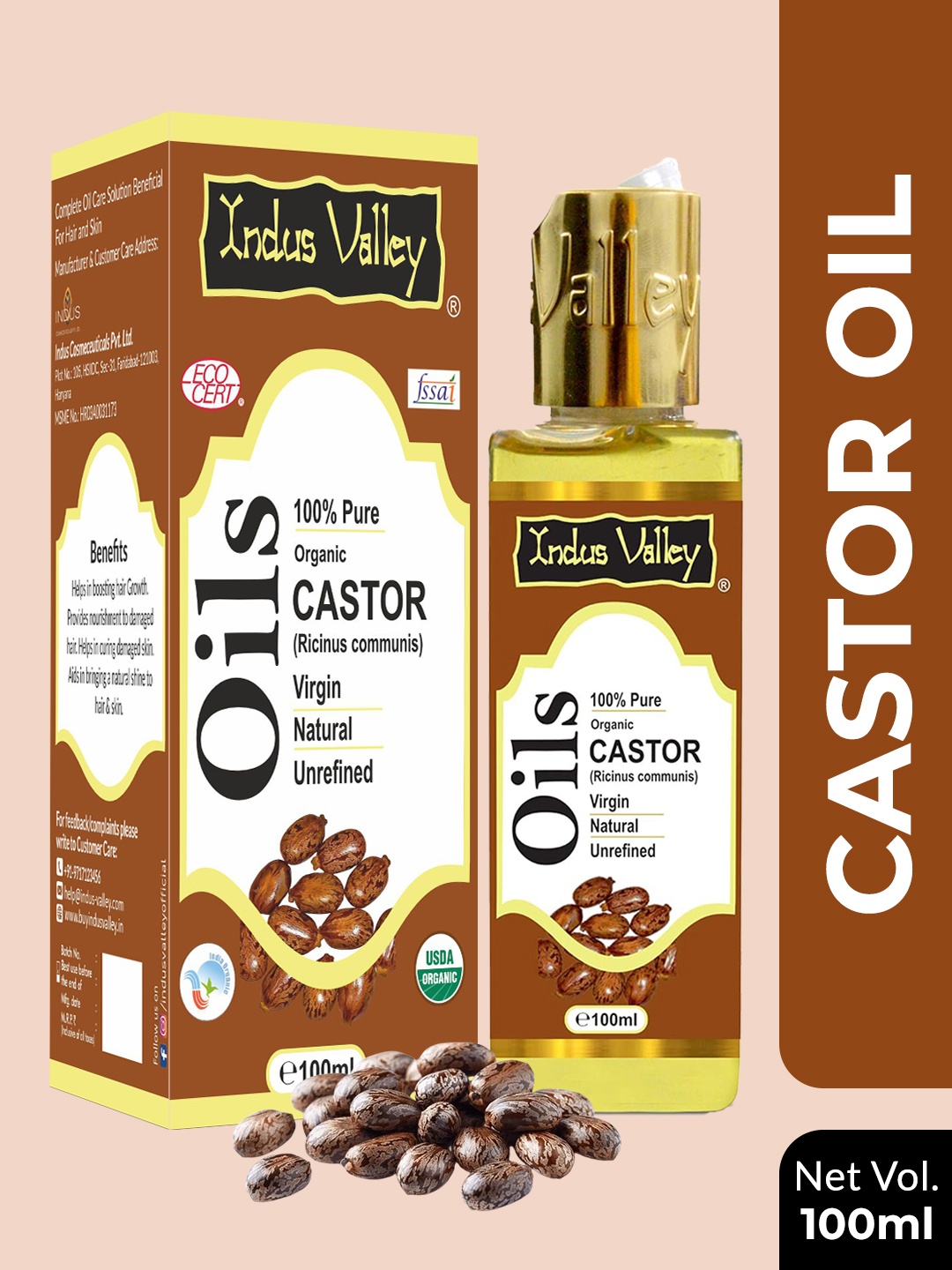

Indus Valley Unisex Castor Carrier Oil 100 ml, Brown