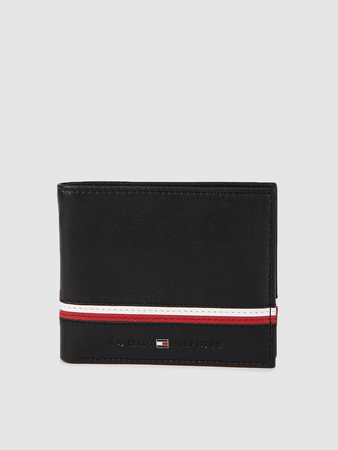 

Tommy Hilfiger Men Black Leather Solid Two Fold Wallet