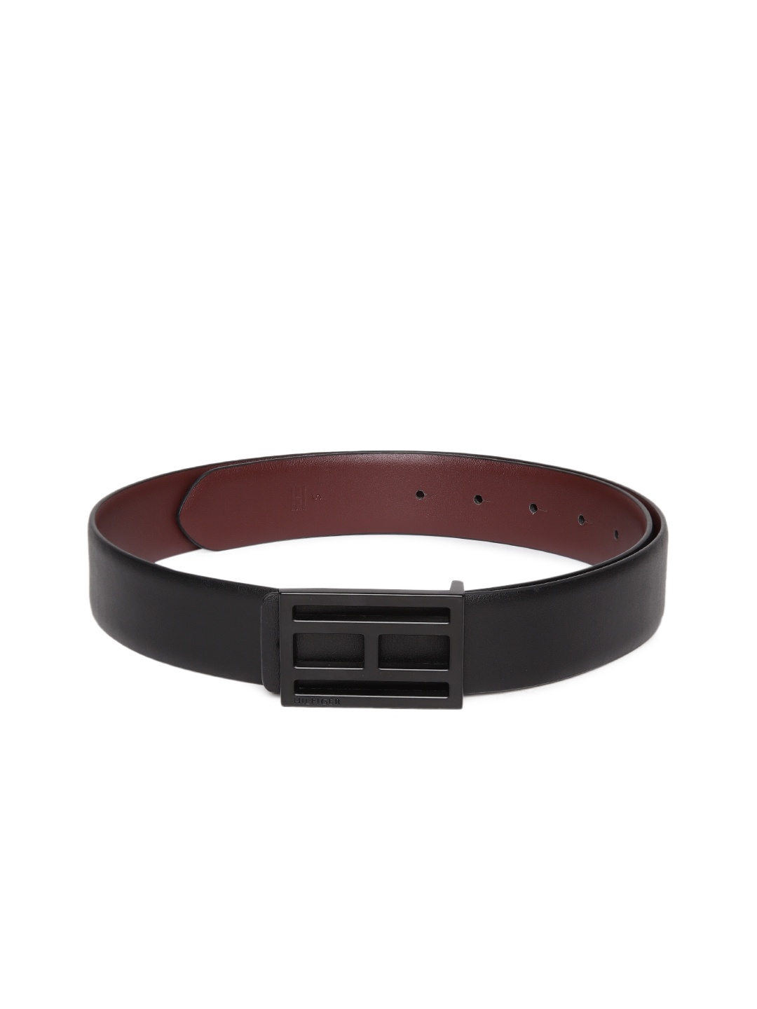 

Tommy Hilfiger Men Black & Burgundy Reversible Leather Belt