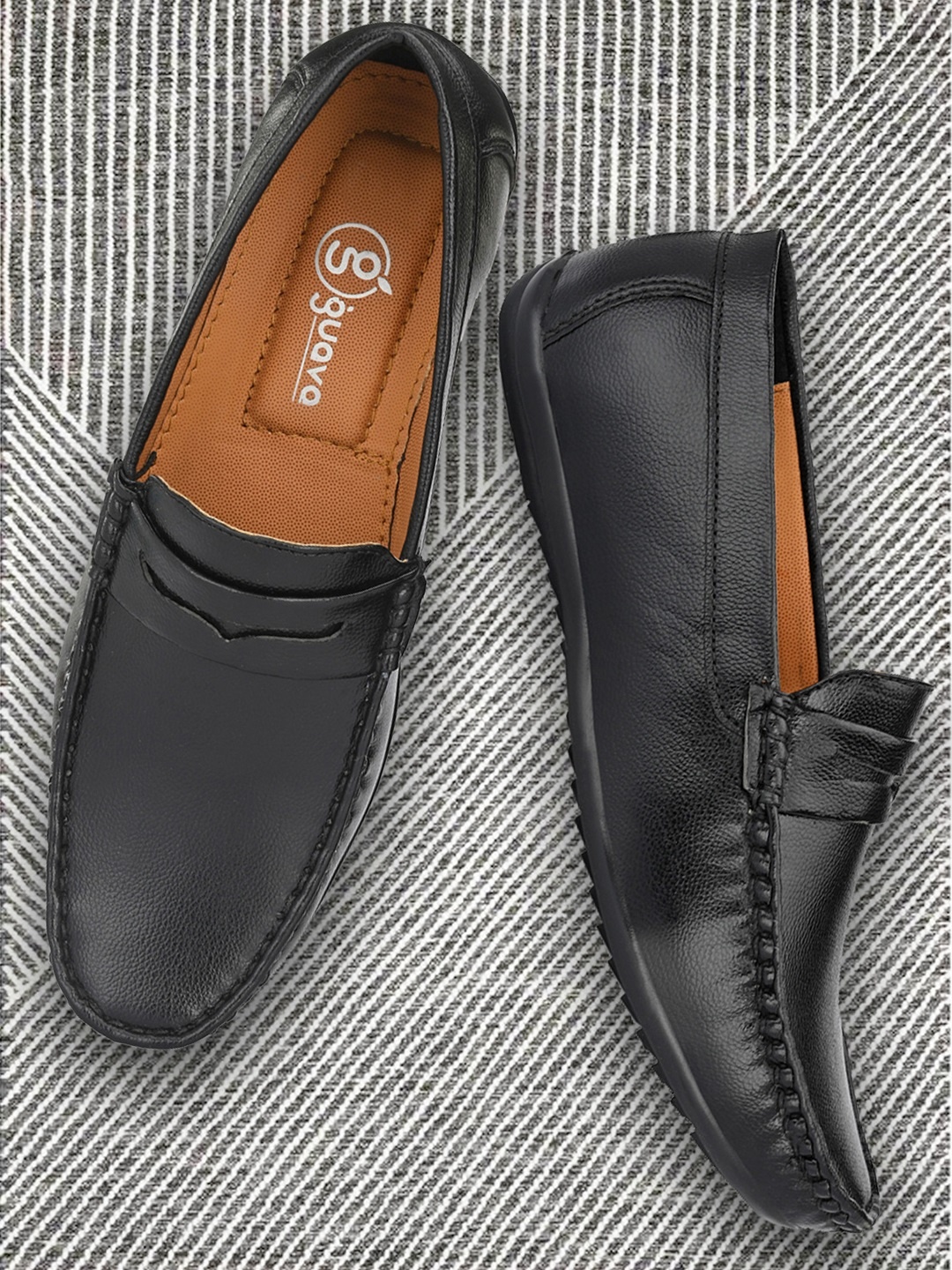 

Guava Men Black Solid Lightweight Penny Loafers
