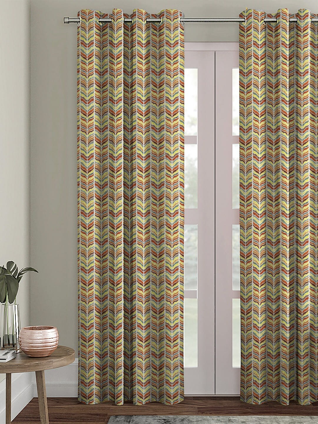 

HOUZZCODE Multicoloured Single Black Out Door Curtain, Multi